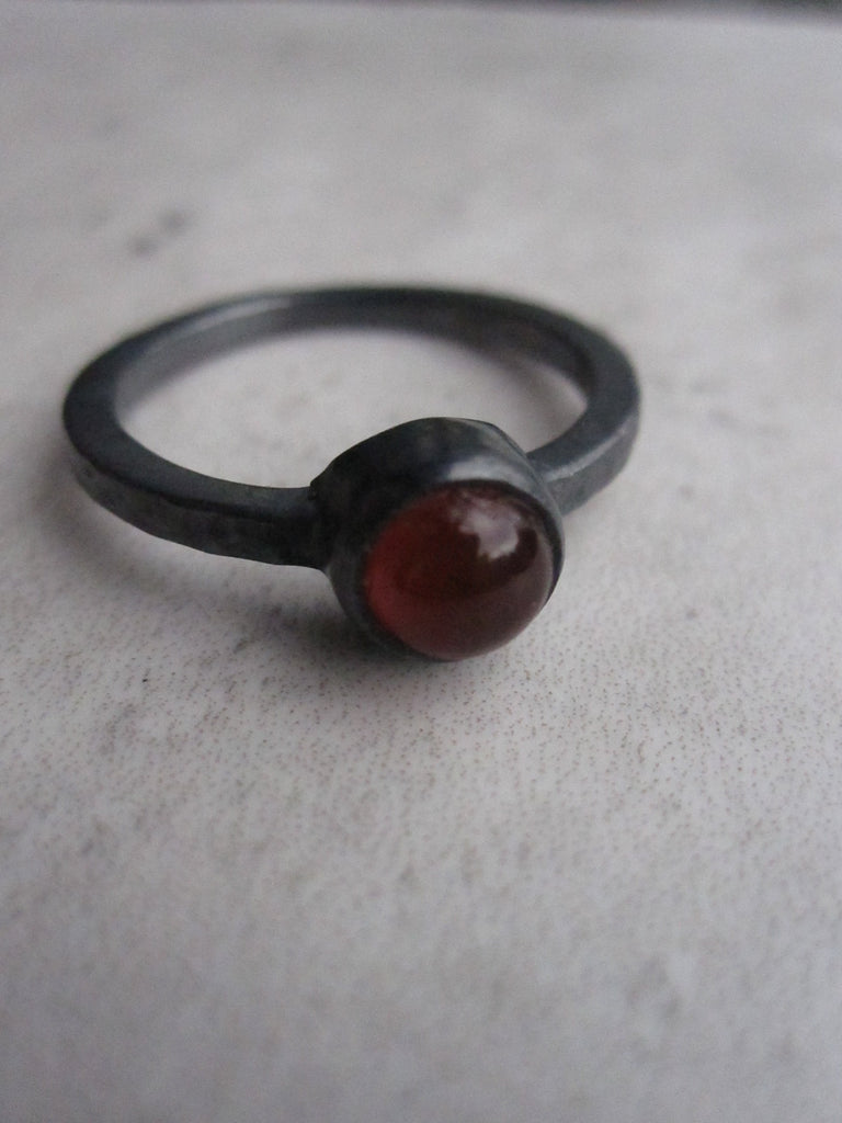925 silver oxidised ring with Carnelian