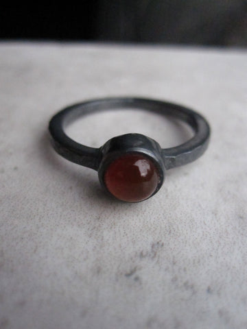 925 silver oxidised ring with Carnelian
