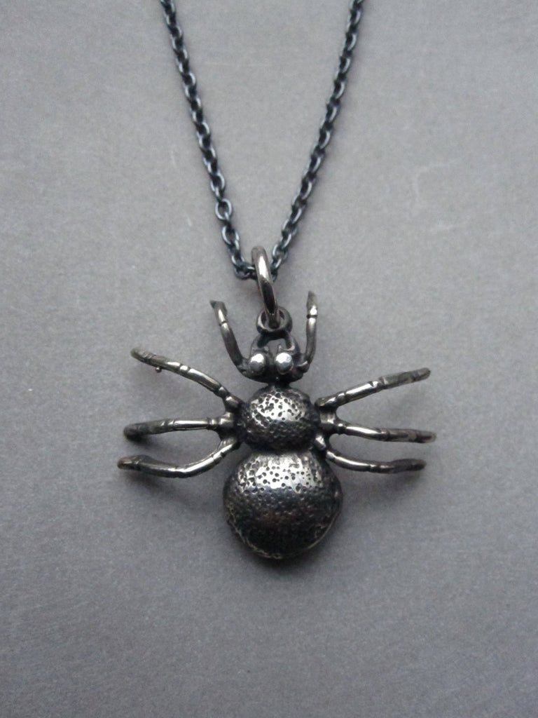 Oxidised 925 Silver Spider necklace
