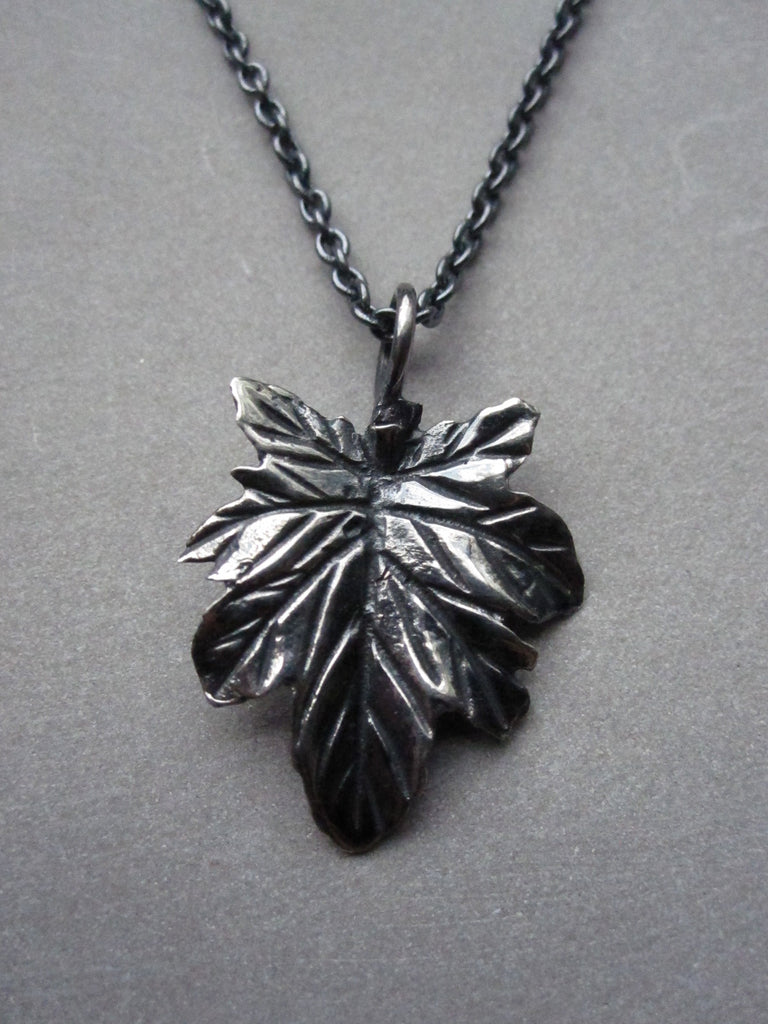 Oxidised 925 Silver leaf necklace