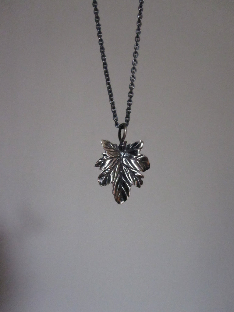 Oxidised 925 Silver leaf necklace