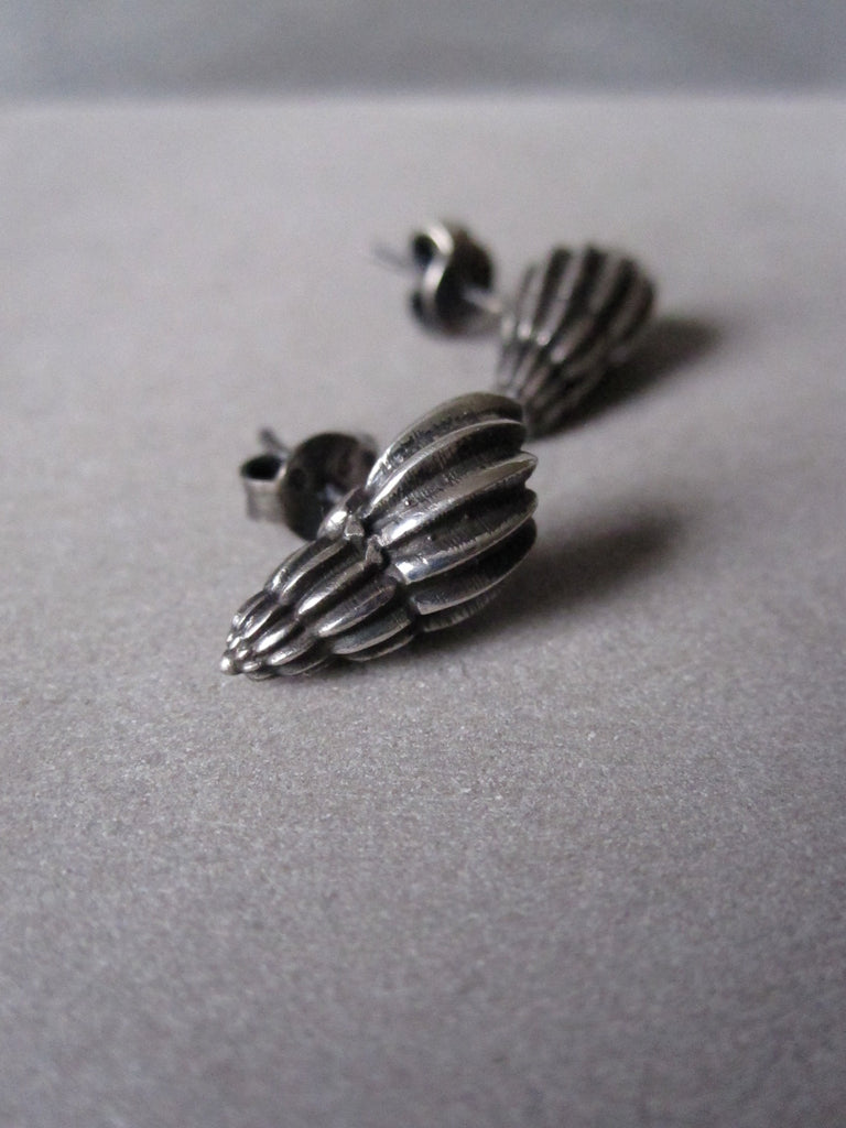 Seashell Studs oxidised silver