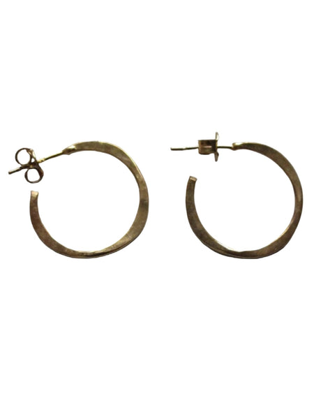 Irregular hammered gold plated small hoops