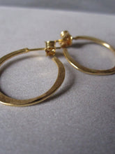 Irregular hammered gold plated small hoops