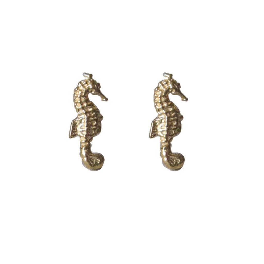 925 silver seahorse earrings - gold