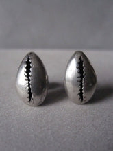 Cowrie shell Studs oxidised silver