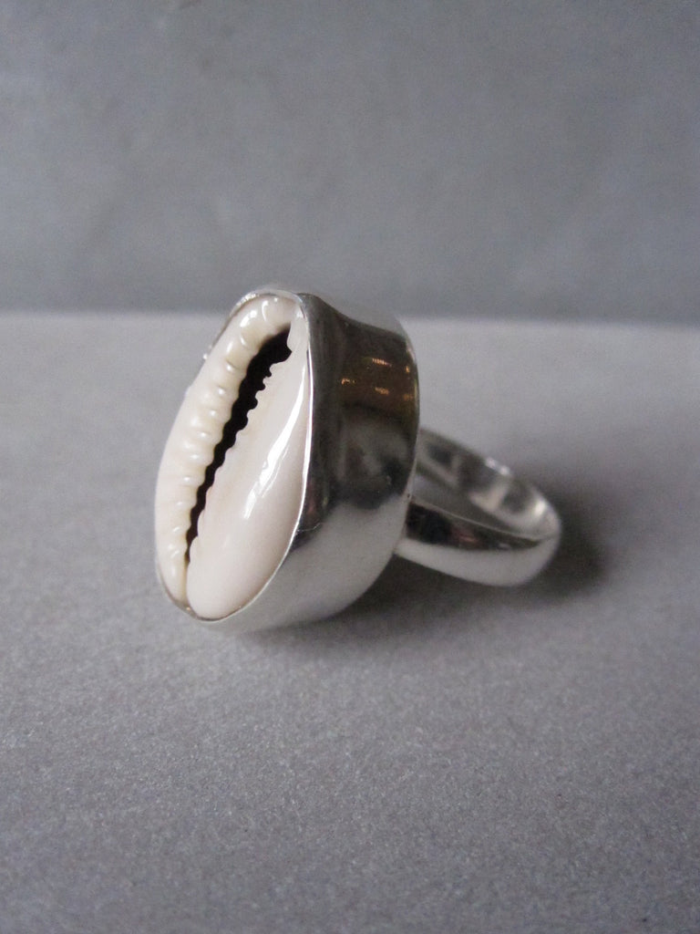 Cowrie shell ring - deep set