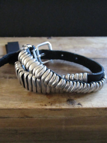 Goti 925 Silver and leather bracelet BR109