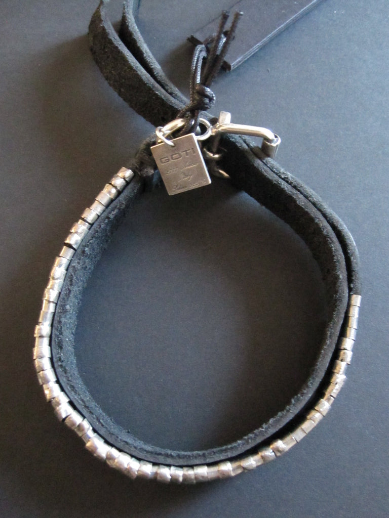 Goti 925 Silver and leather bracelet BR605