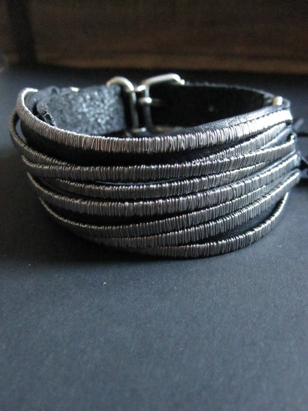Goti 925 Silver and leather bracelet BR130