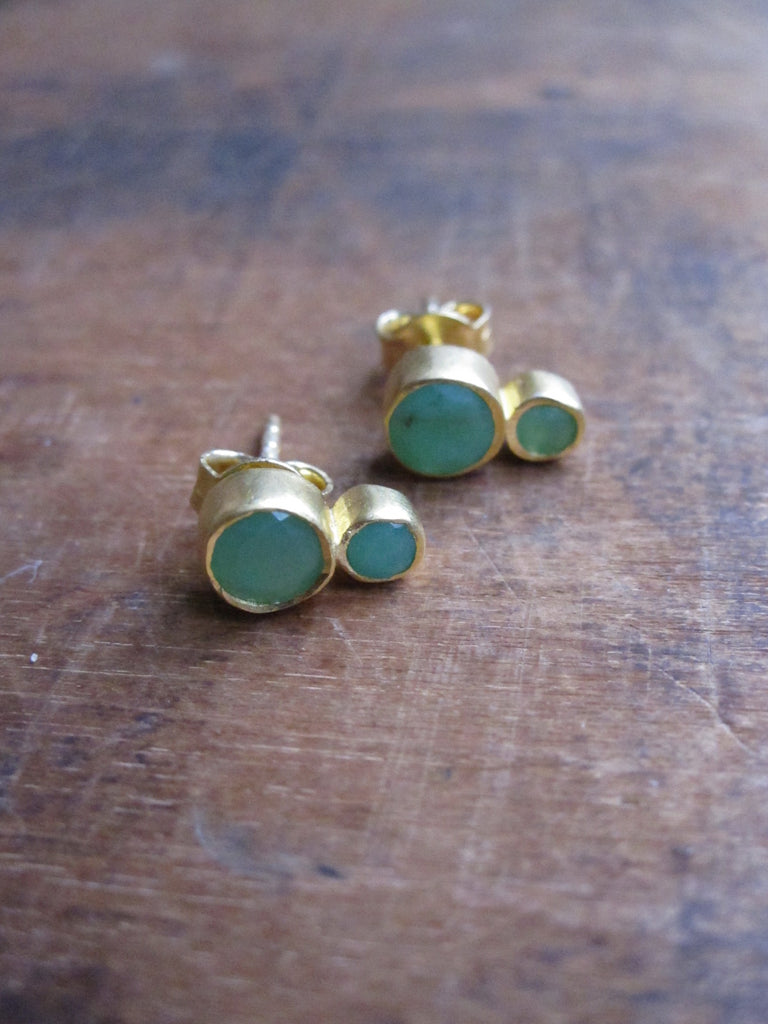 Gold plated Double Chrysophrase Earrings