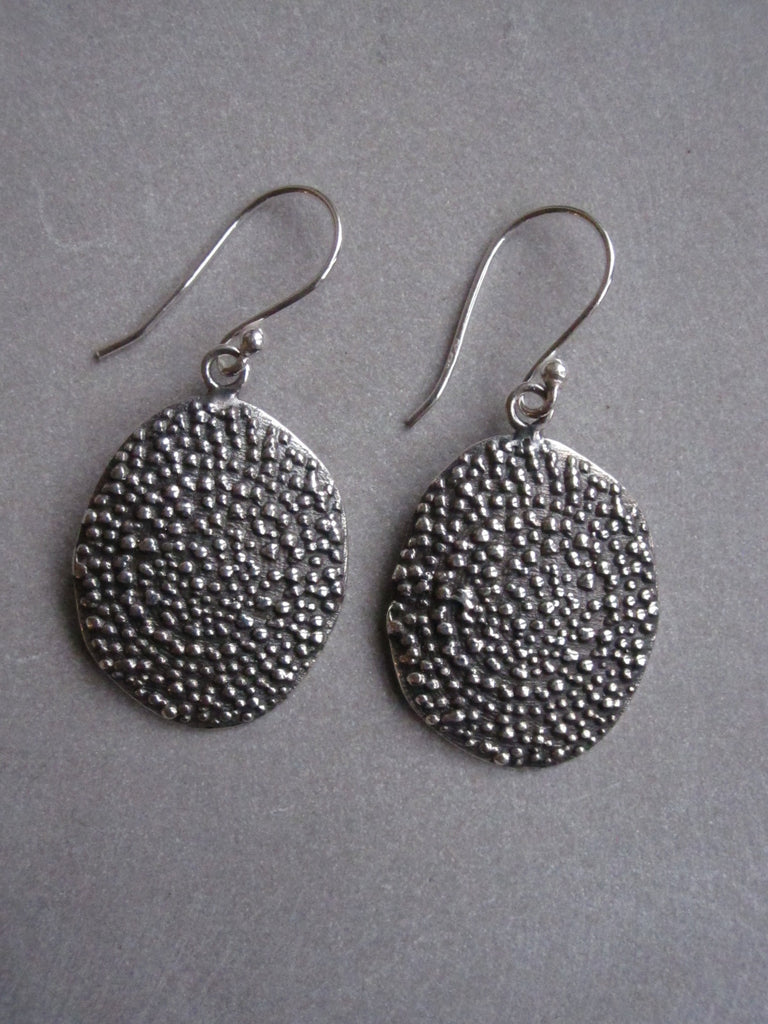 Textured oval 925 Silver earrings