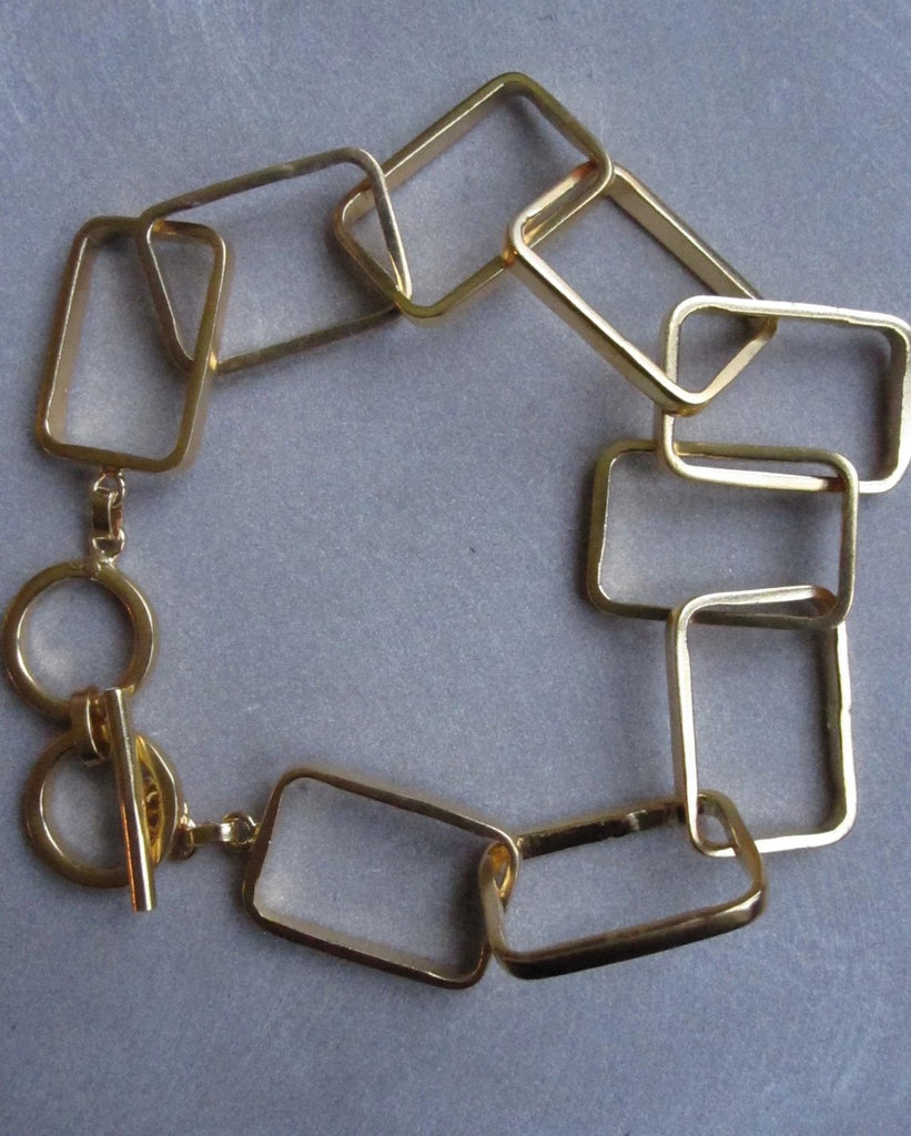 Gold plated rectangle link bracelet