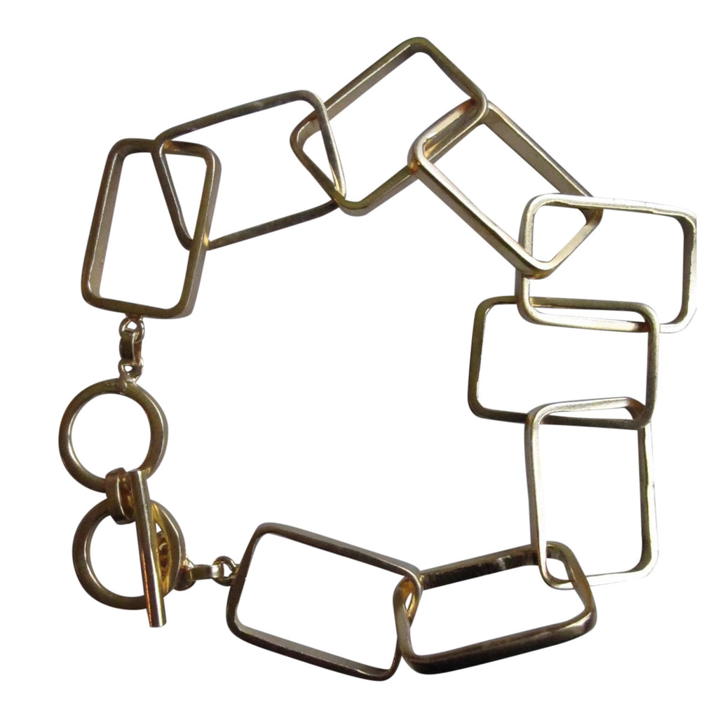 Gold plated rectangle link bracelet