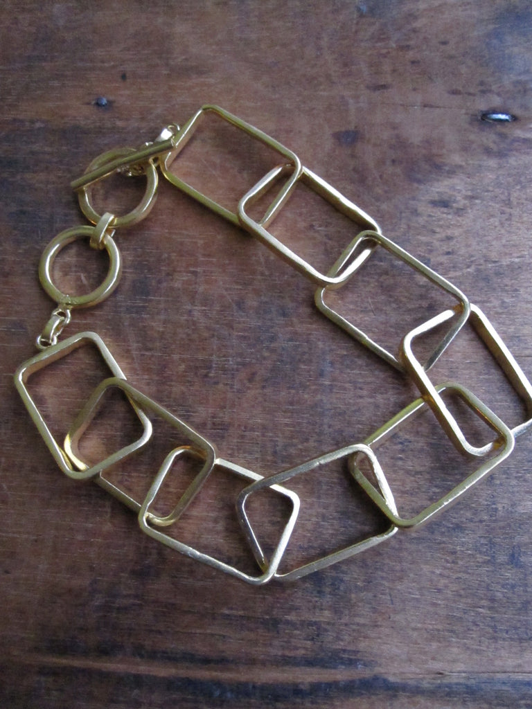 Gold plated rectangle link bracelet