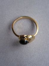 925 Silver moon ring with black onyx - Gold