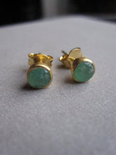 Gold plated Chrysophrase stud earrings