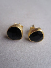 Gold plated irregular Onyx Earrings