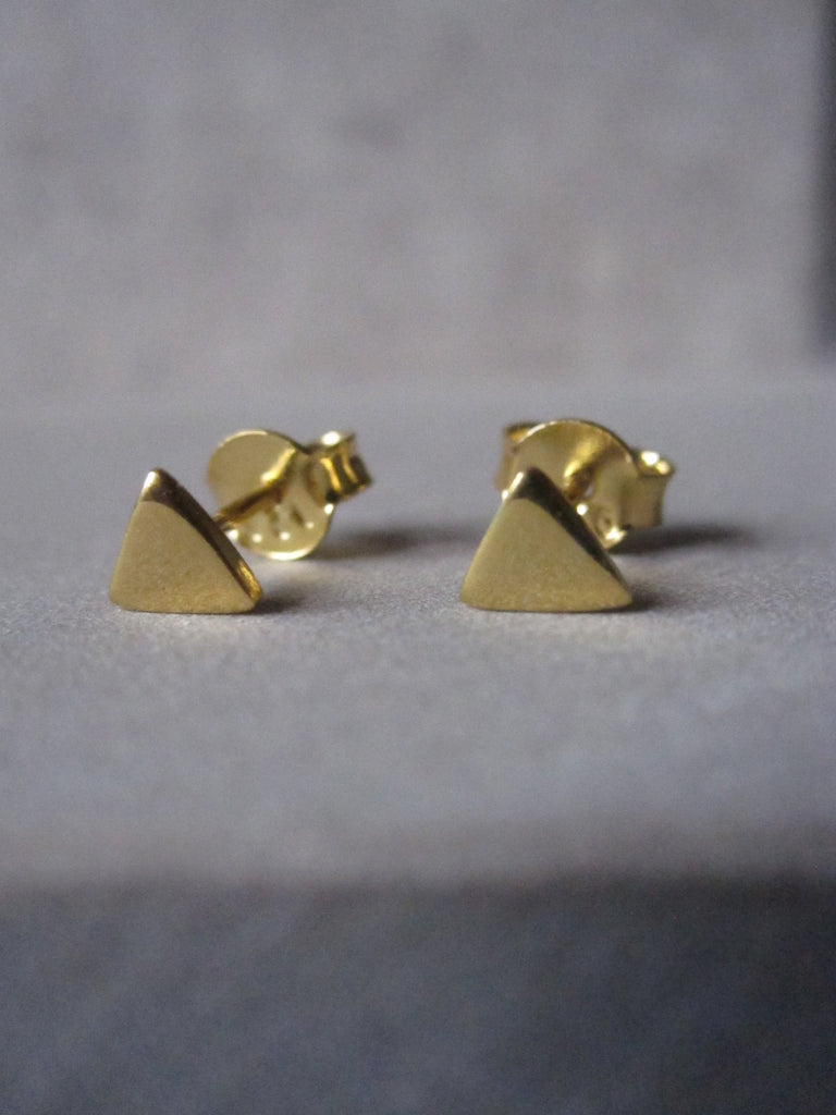 925 Silver Small Triangle Studs - Gold