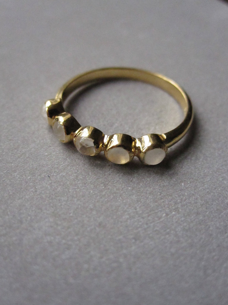 925 Silver multi Rainbow Moonstone Ring - Gold