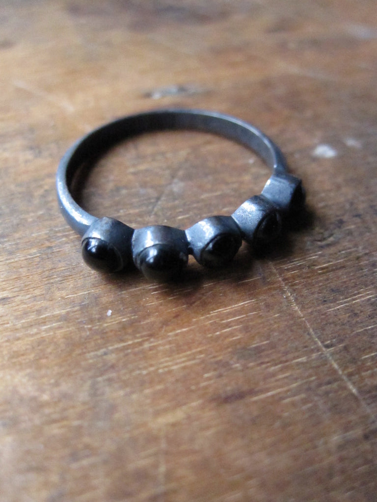 925 Silver multi Black Onyx Ring - oxidised