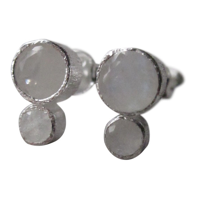 925 Silver Double Moonstone Earrings