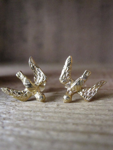 CollardManson 925 silver swallow studs-gold plated