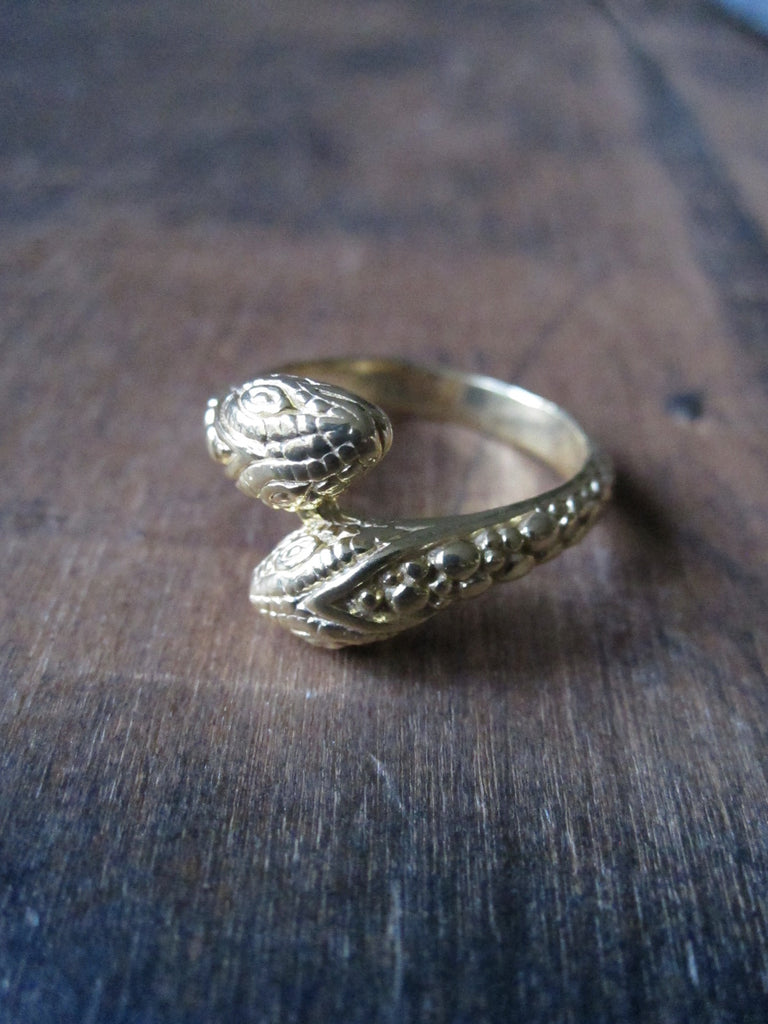 Two headed snake ring - gold