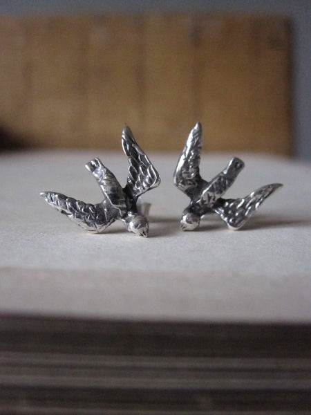 CollardManson 925 silver swallow studs-oxidised