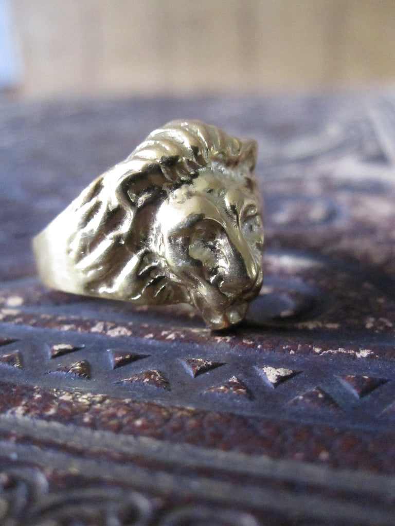 CollardManson 925 Silver Lion Ring - Gold