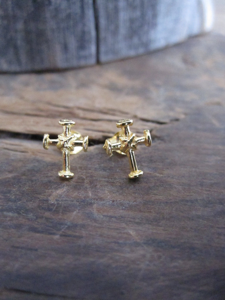 Bound cross Studs- gold