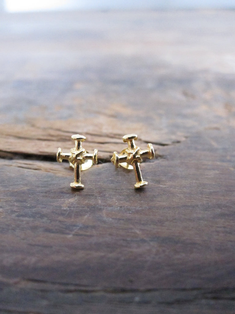 Bound cross Studs- gold