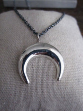 925 Silver Crescent Moon Necklace - sil oxid