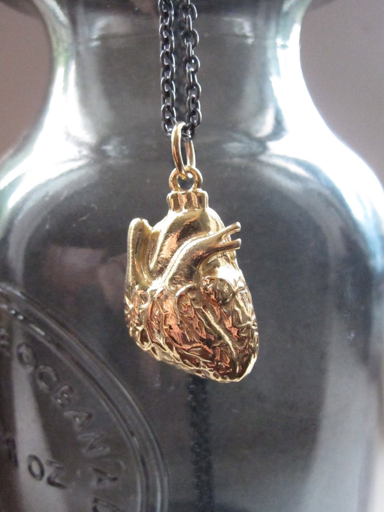 WDTS 925 Silver Anatomical Heart Necklace - Gold Plated