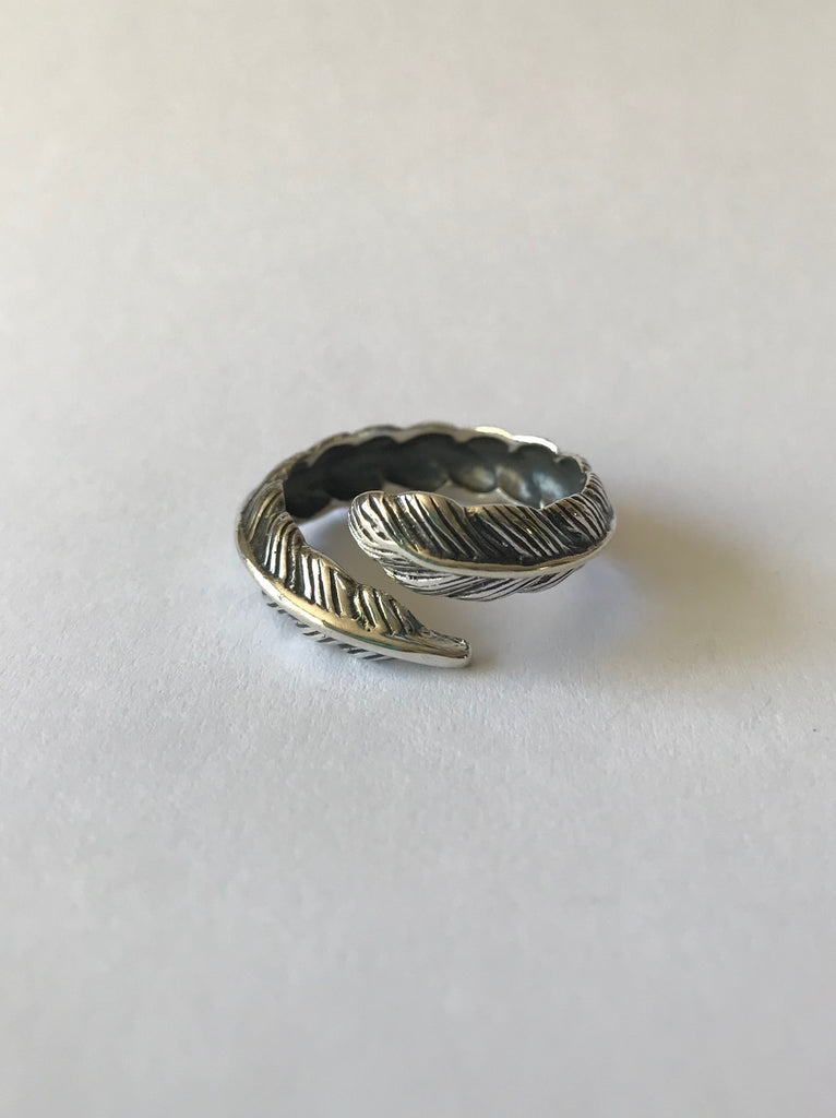 925 Silver feather wrap ring