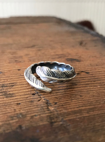 925 Silver feather wrap ring