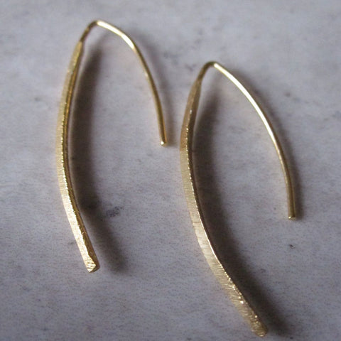 Small Curved Drop Earrings 925 Silver - Gold