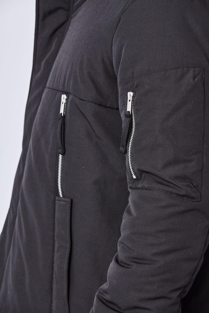 Thom/krom AW23 M J 64 mens hooded long jacket black
