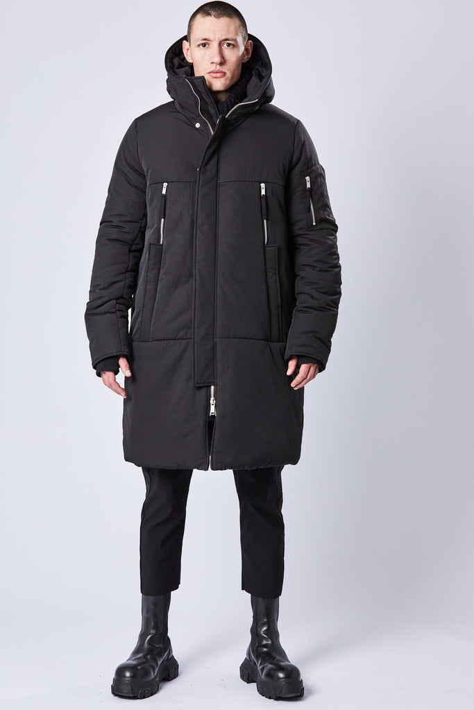 Thom/krom AW23 M J 64 mens hooded long jacket black