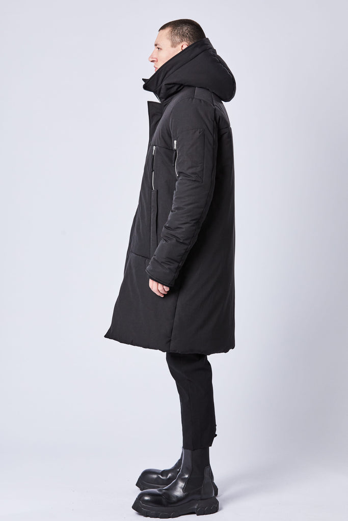 Thom/krom AW23 M J 64 mens hooded long jacket black