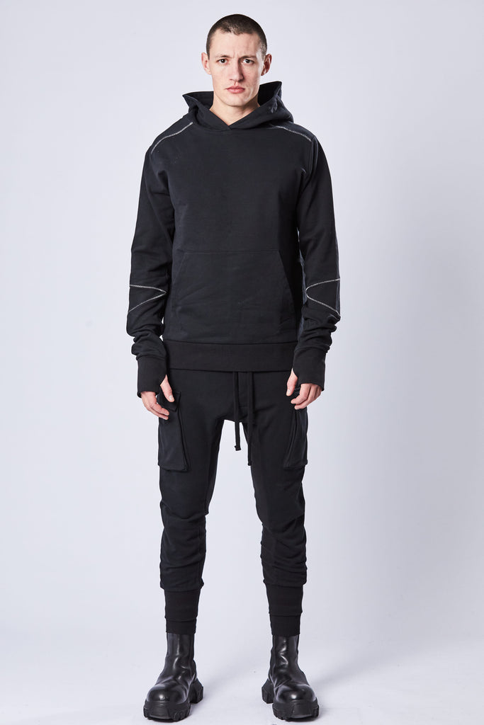 Thom/krom AW23 M S 163 black hooded sweater
