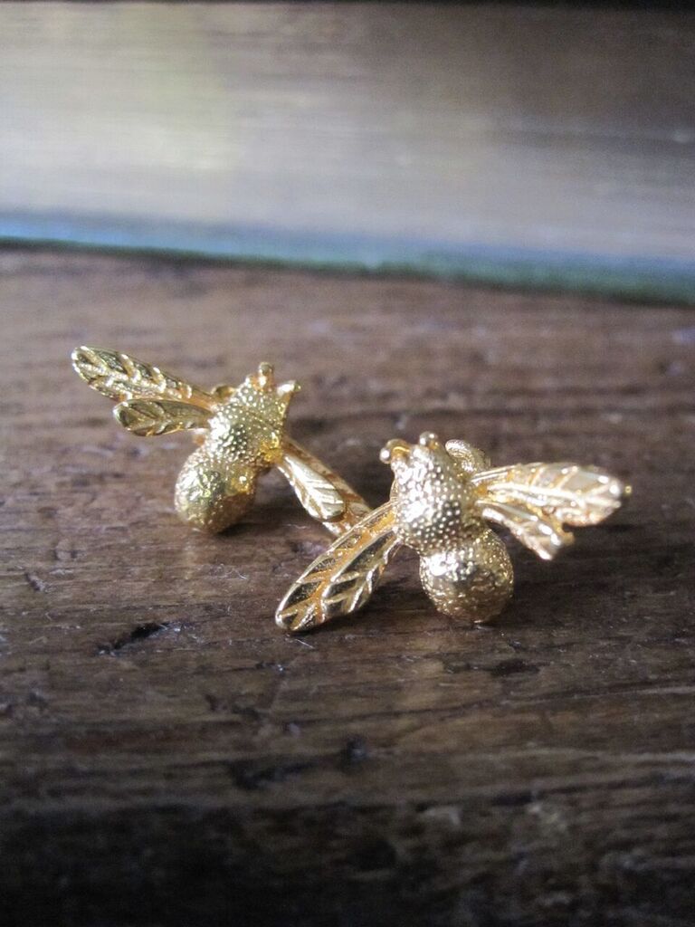 Bee Earrings- 925 Silver with gold plate