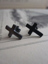 925 Silver Crucifix Studs- oxidised