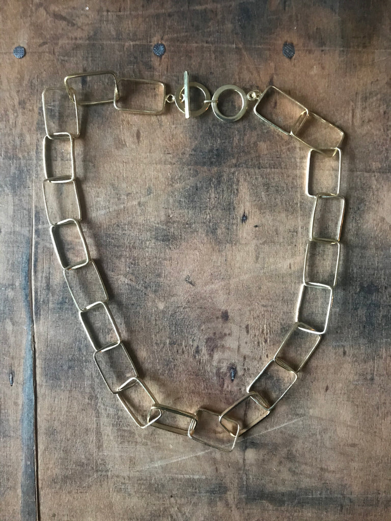 Rectangle link necklace - gold