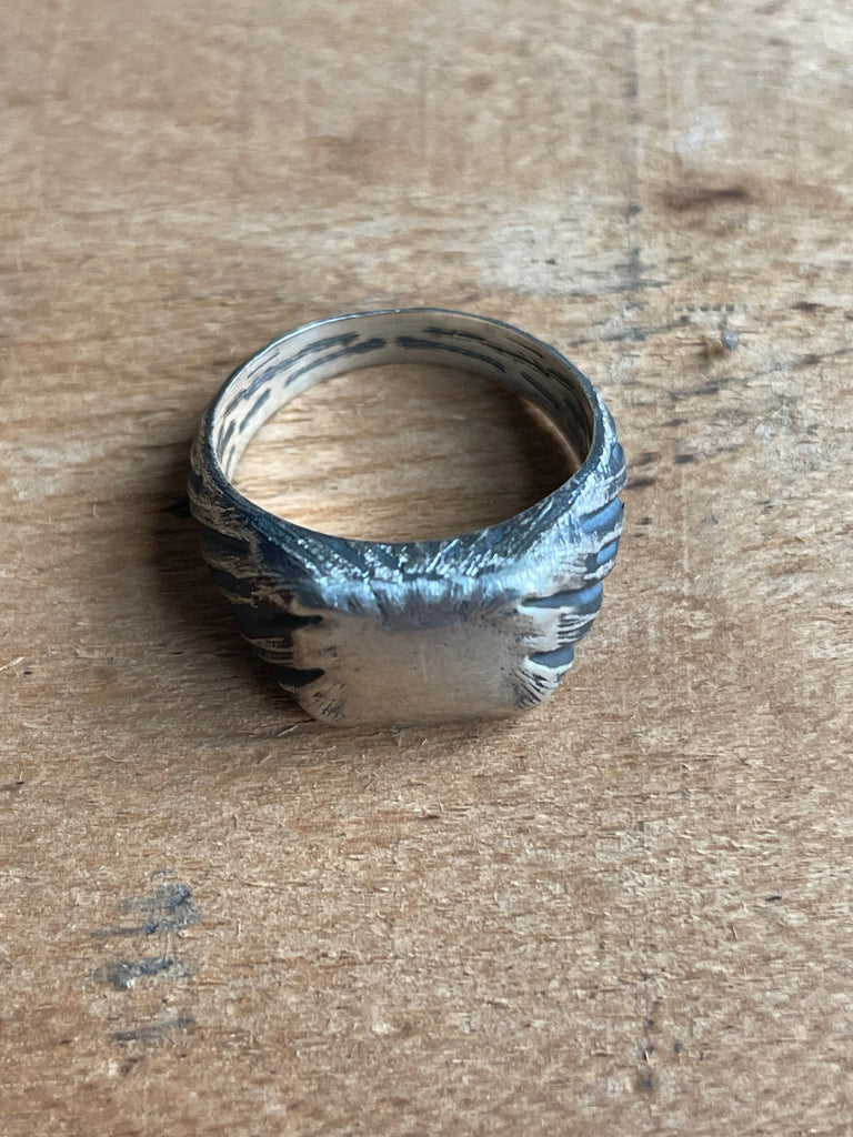 Destressed Silver Rings Ottoman Distressed Signet Ring | CollardManson
