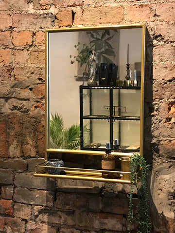 Maitri Gold tone Mirror with shelf