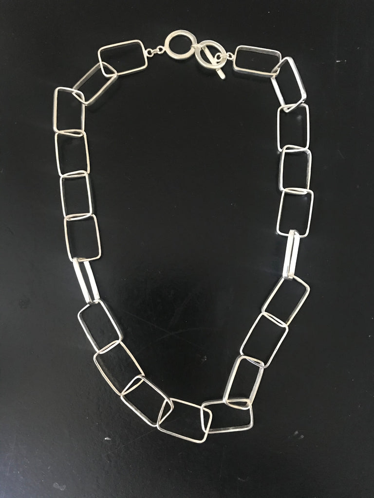 Rectangle link necklace - silver | CollardManson