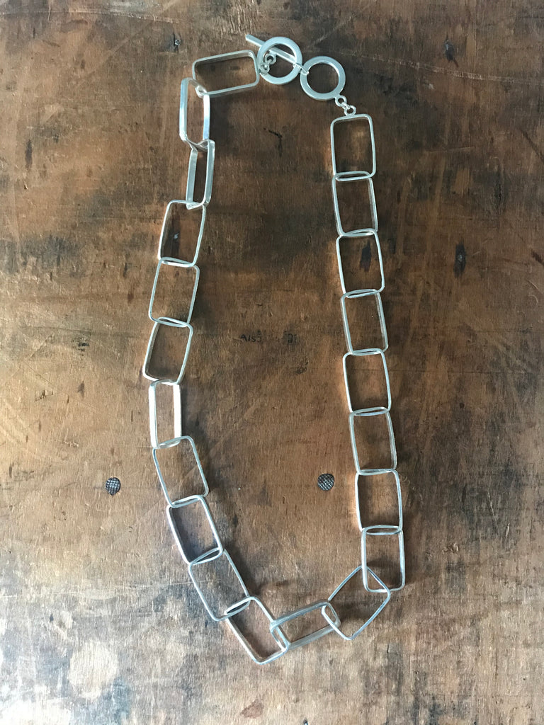 Rectangle link necklace - silver