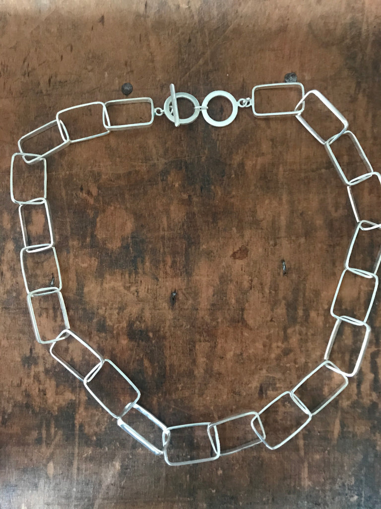 Rectangle link necklace - silver