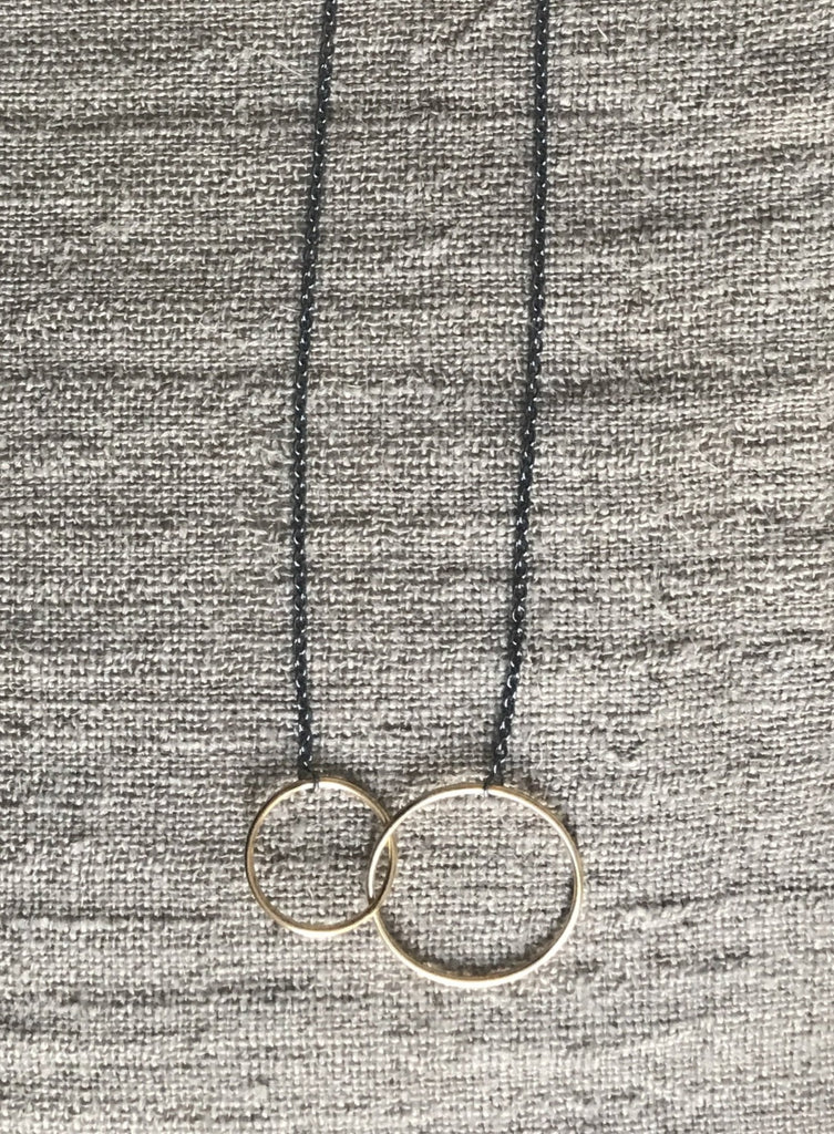 Double hoop Necklace - oxid gold